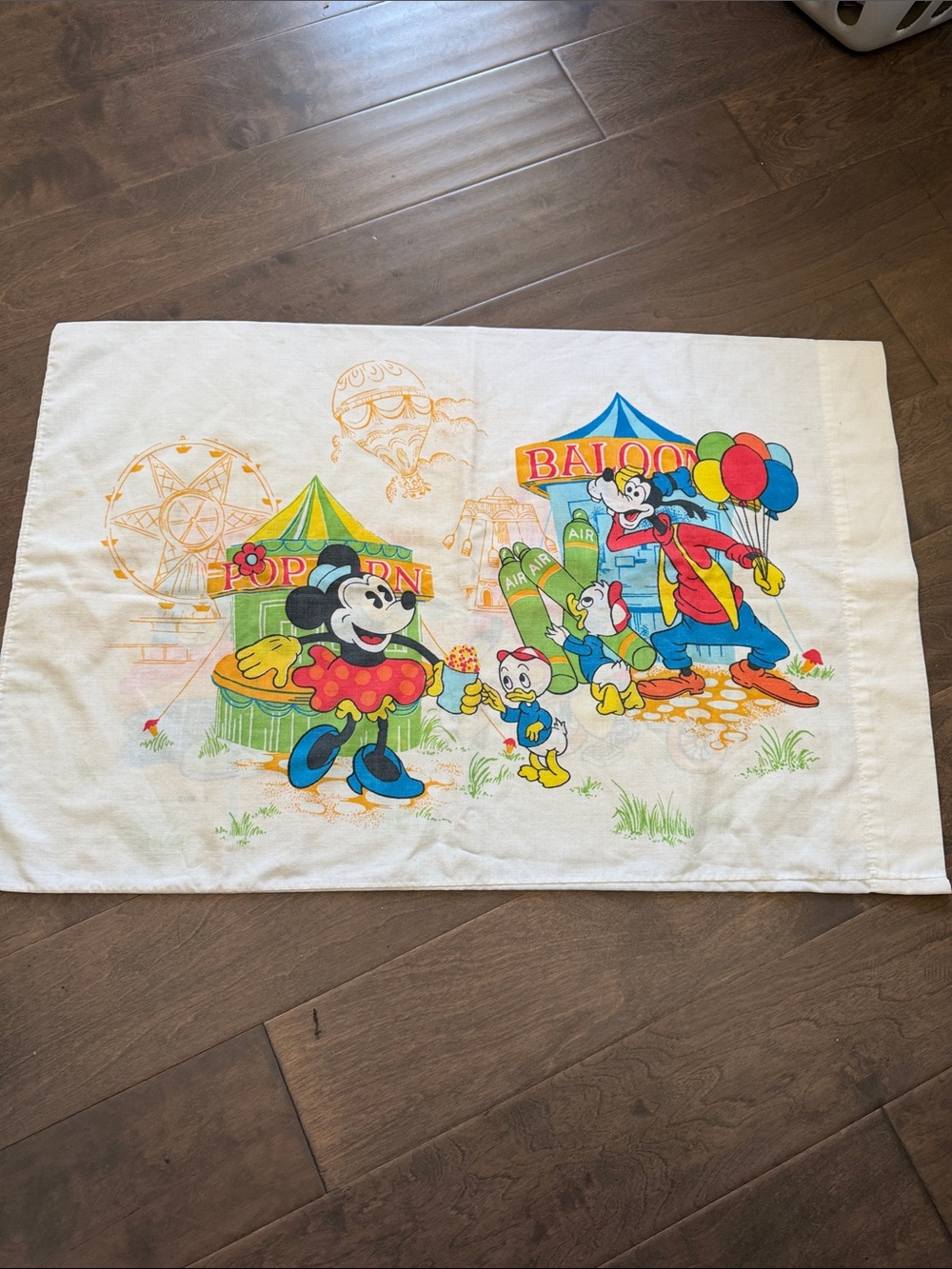 Vintage Disney Carnival Mickey & Friends Pillowcase - Colorful Print